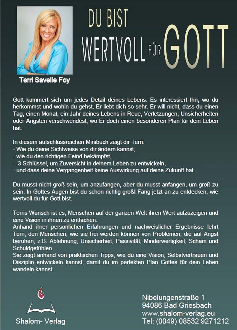 Terri Savelle Foy: Du bist wertvoll für Gott (CD)