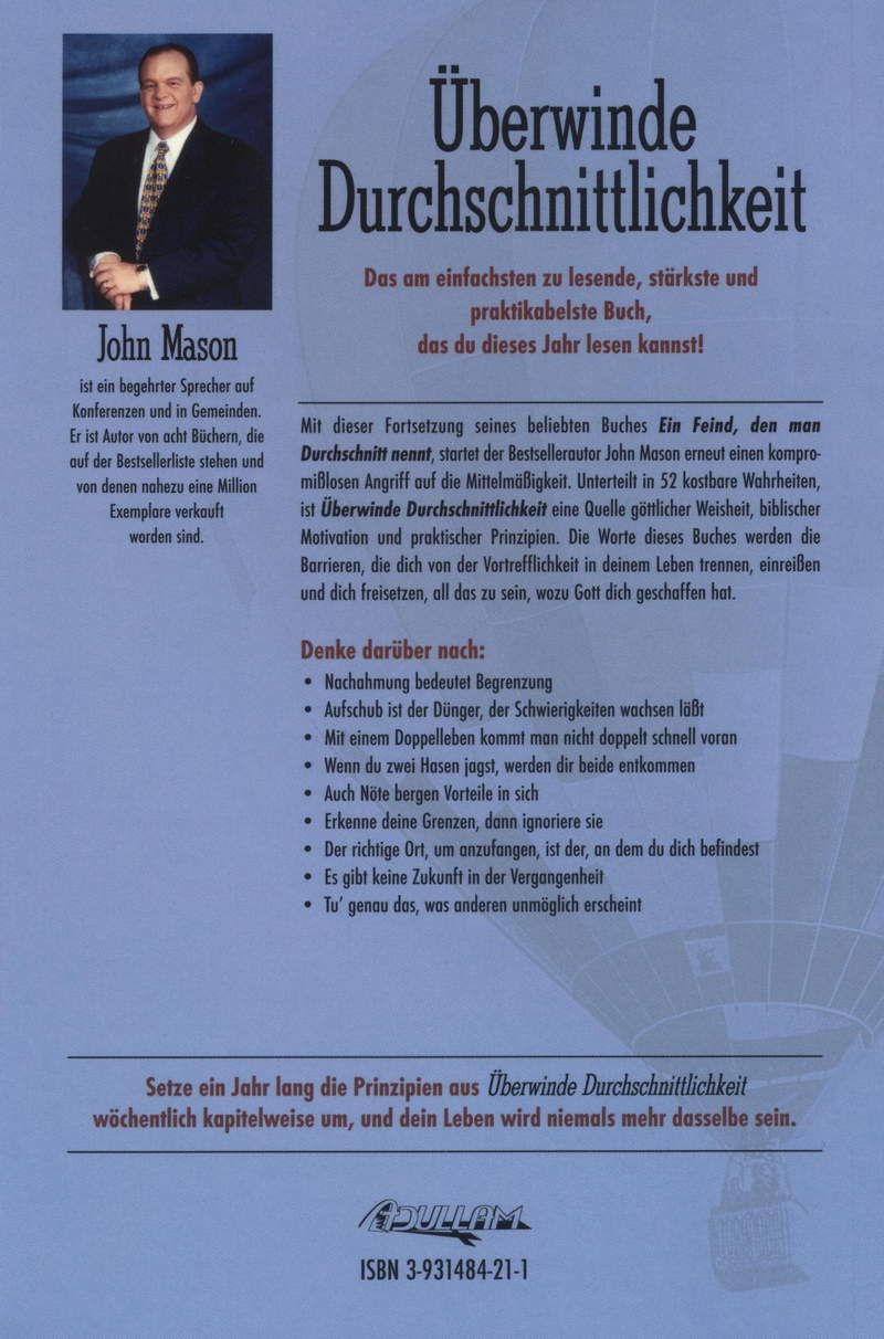 John Mason: Überwinde Durchschnittlichkeit (Rabattangebot 3 Stk + 2 Gratis)
