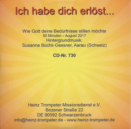 Predigten Deutsch - Heinz Trompeter: Ich habe dich erlöst... (CD)