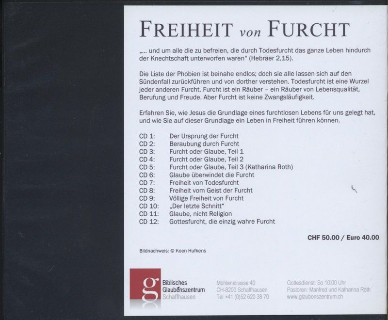 Predigten Deutsch - Manfred & Katharina Roth: Freiheit von Furcht (CD-Box)