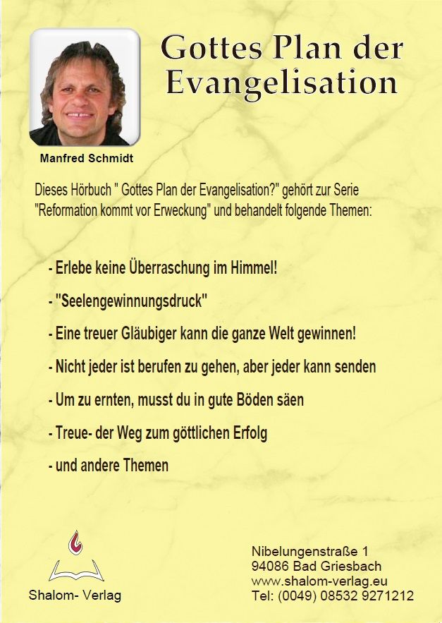 Manfred Schmidt: Gottes Plan der Evangelisation (1 CD)