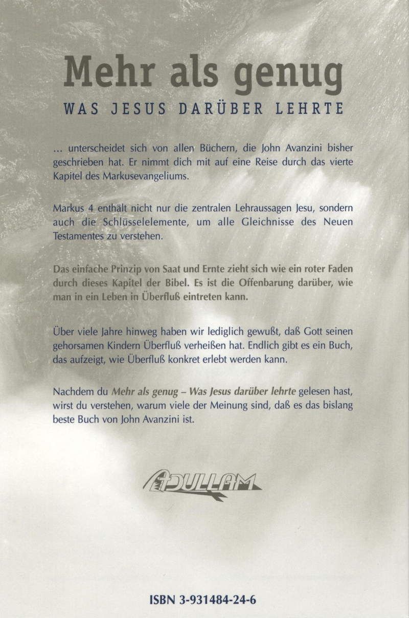 John Avanzini: Mehr als genug - Was Jesus darüber lehrte