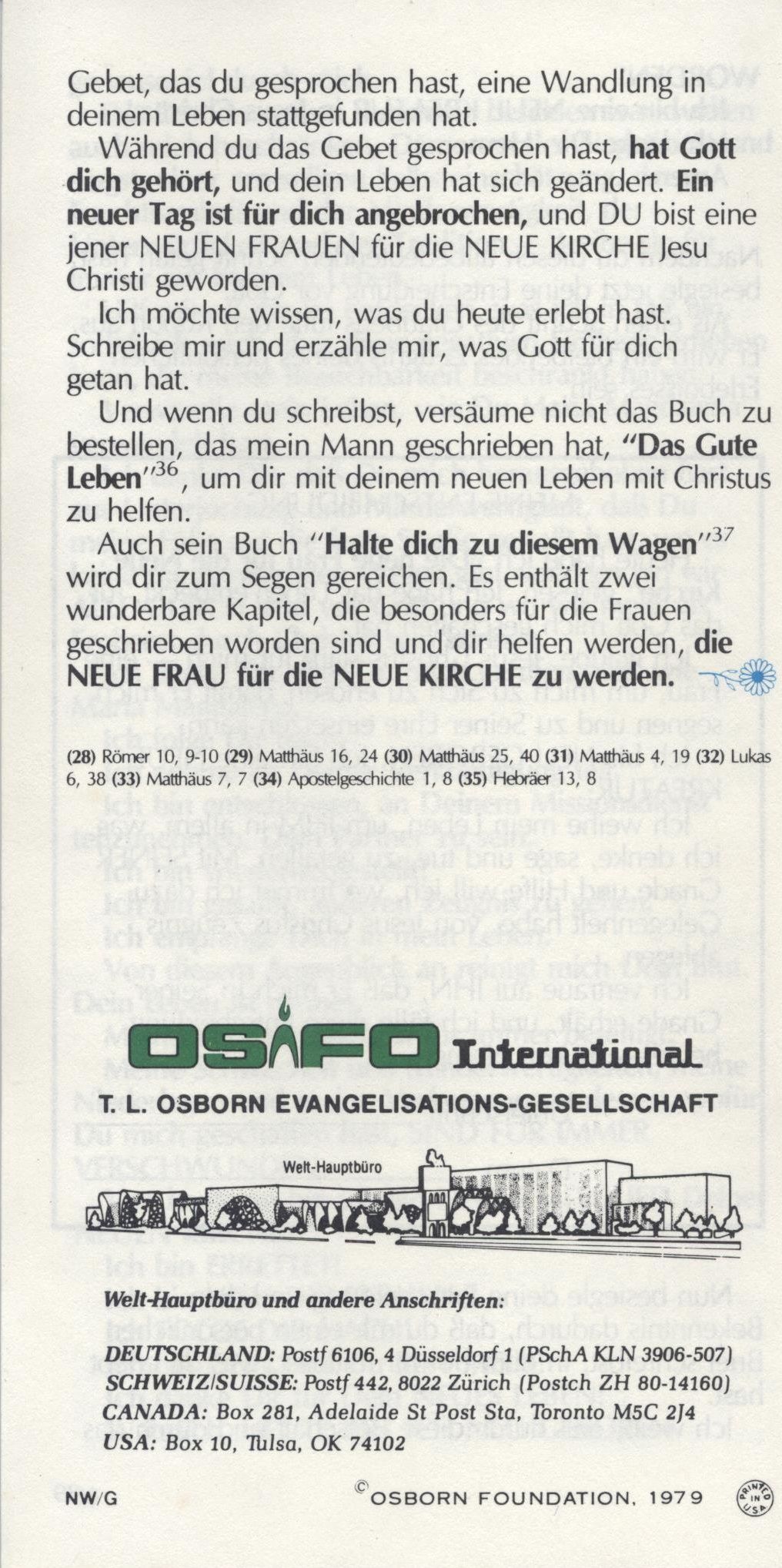 Daisy Wasburn-Osborn: Die neue Frau für die neue Kirche (Traktat)