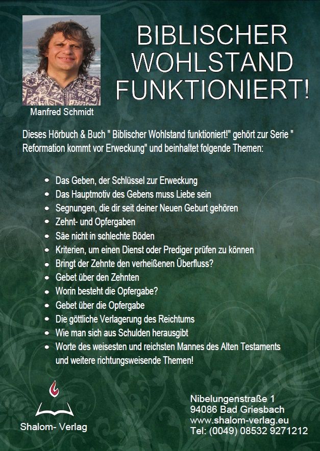 Hörbücher Deutsch - Manfred Schmidt: Biblischer Wohlstand funktioniert! (MP3-1 CD)