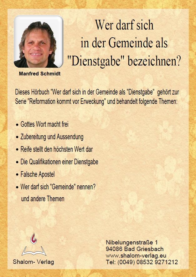 Manfred Schmidt: Wer darf sich in der Gemeinde als Dienstgabe bezeichnen (MP3)