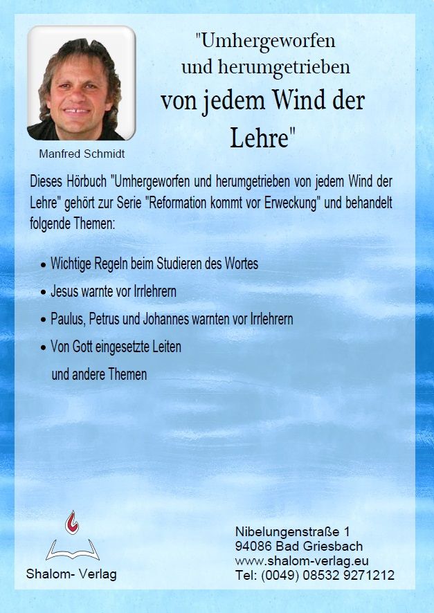 Hörbücher Deutsch - Manfred Schmidt: Umhergeworfen und herumgetrieben von jedem Wind der Lehre (1 CD)
