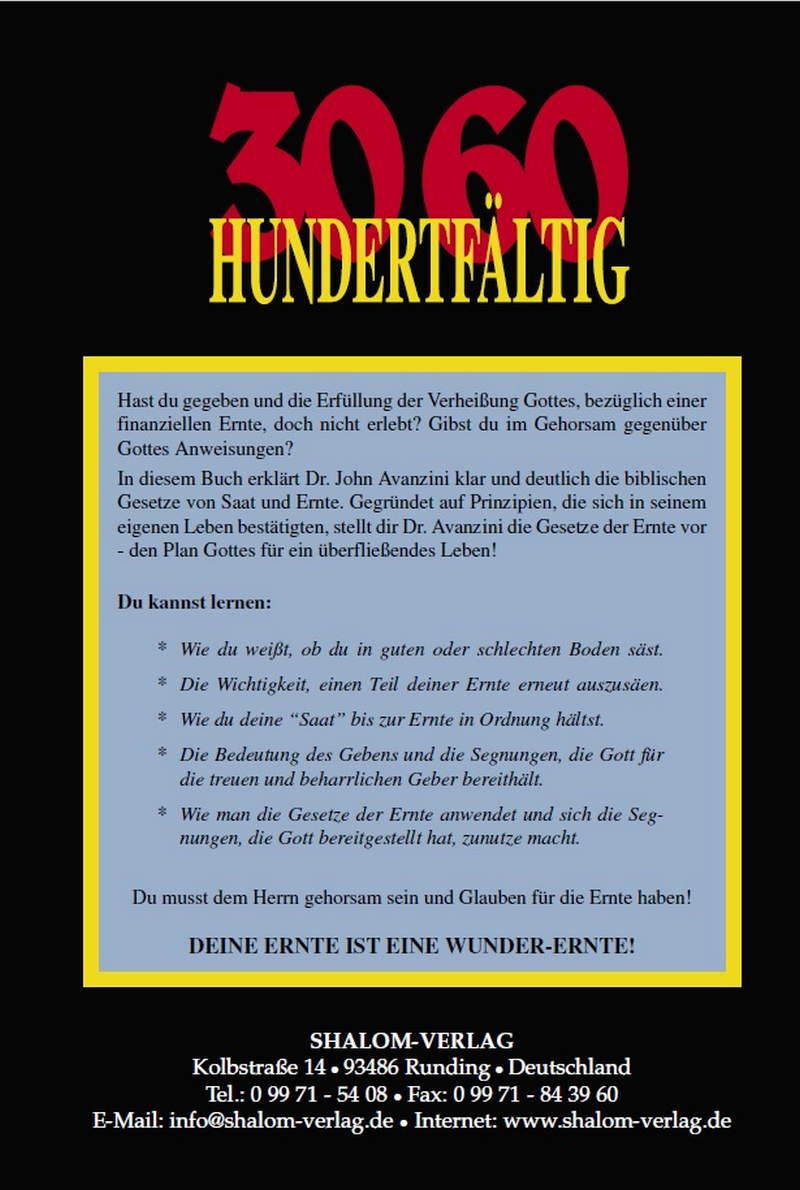 John Avanzini: 30 60 Hundertfältig (Rabattangebot 4 Stk + 1 Gratis)